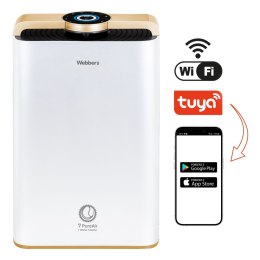Webber AP9700 WiFi oczyszczacz powietrza – widok frontowy z ikonami funkcji Wi-Fi i aplikacji