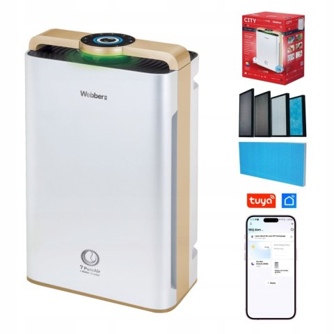 Webber AP9700 WiFi oczyszczacz powietrza z nawilżaczem HEPA 13 UV-C – zestaw produktowy