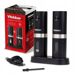 WEBBER MŁYNEK DO PIEPRZU I SOLI ELEKTRYCZNY AKUMULATOROWY USB - 2 SZT