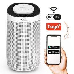 Zdjęcie użytkownika obsługującego Osuszacz Webber VICH DEC500 przy użyciu aplikacji mobilnej Tuya w telefonie
